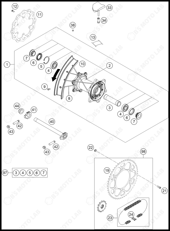 2025 KTM 250SX Rear wheel cmpl. 2.15x19 EXCEL Genuine OEM Parts