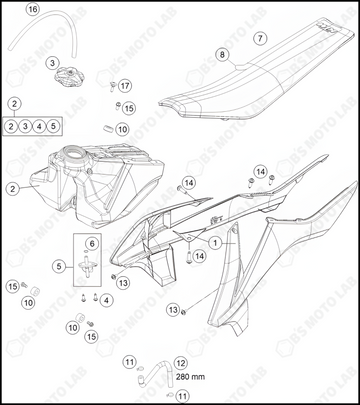 TANK, SEAT, 2024 KTM 85-SX-19-16