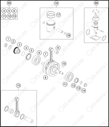 CRANKSHAFT, PISTON, 2024 KTM 125-SX