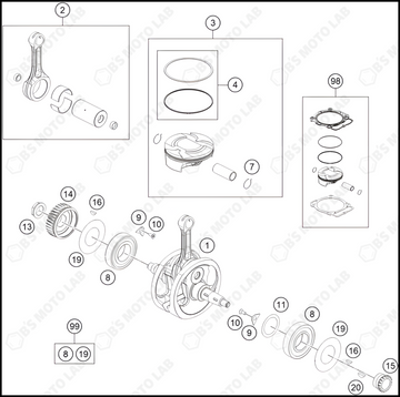 CRANKSHAFT, PISTON, 2022 KTM 450-SX-F