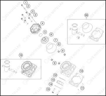 CYLINDER, CYLINDER HEAD, 2024 KTM 50-SX