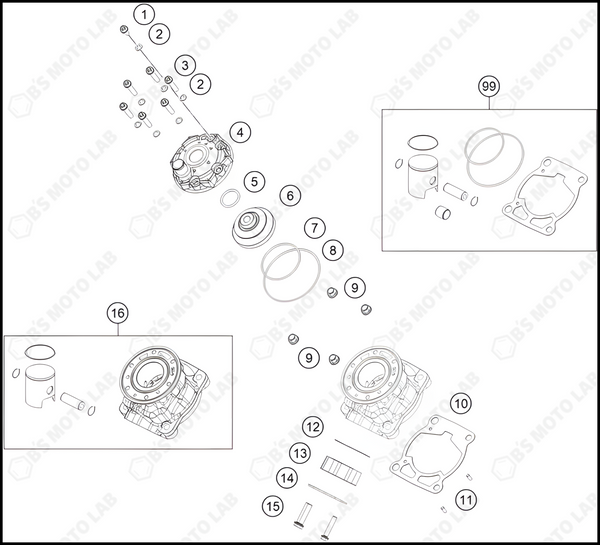CYLINDER, CYLINDER HEAD, 2024 KTM 50-SX