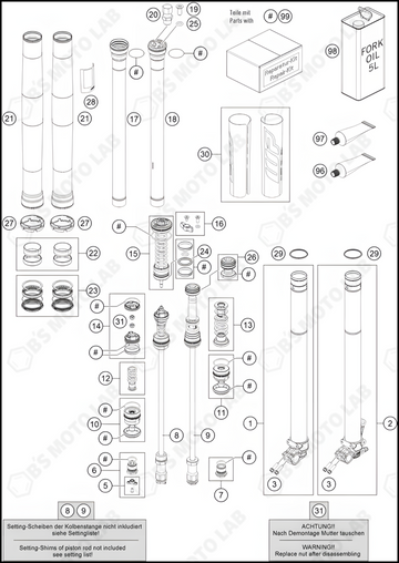 FRONT FORK DISASSEMBLED, 2022 KTM 450-SX-F