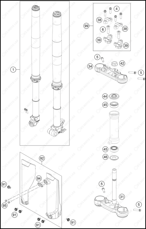 FRONT FORK, TRIPLE CLAMP, 2025 KTM 50-SX-Factory