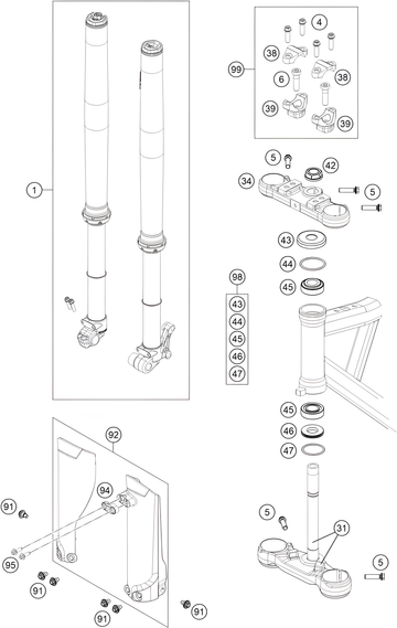 FRONT FORK, TRIPLE CLAMP, 2022 KTM SX-E-5