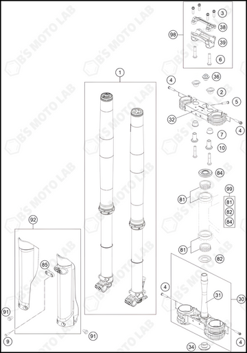 FRONT FORK, TRIPLE CLAMP, 2023 KTM 350-SX-F