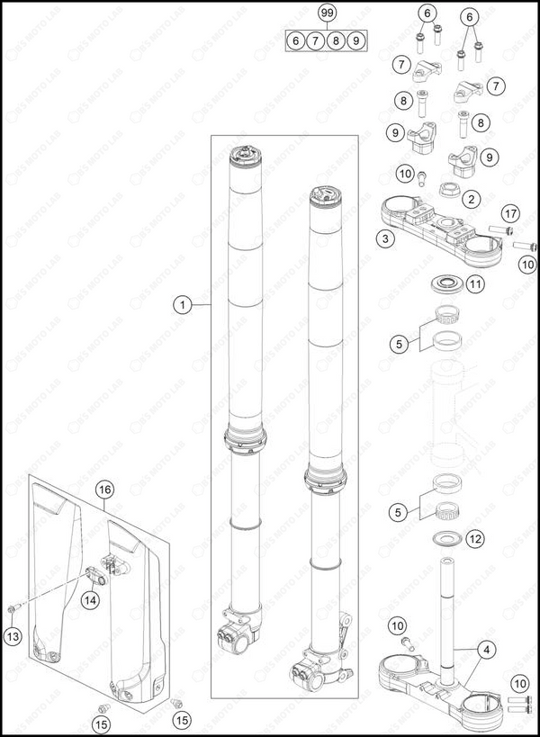 FRONT FORK, TRIPLE CLAMP, 2025 KTM 85-SX-19-16