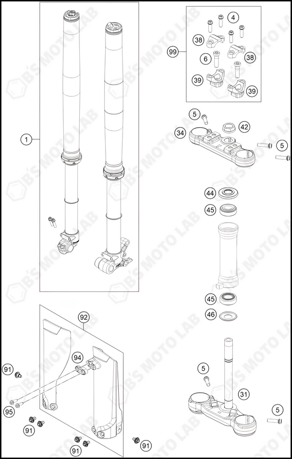 FRONT FORK, TRIPLE CLAMP, 2025 KTM 50-SX