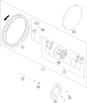 FRONT WHEEL, 2022 KTM SX-E-5
