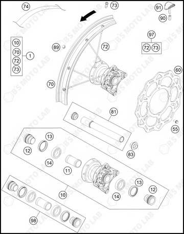 FRONT WHEEL, 2022 KTM 85-SX-19-16