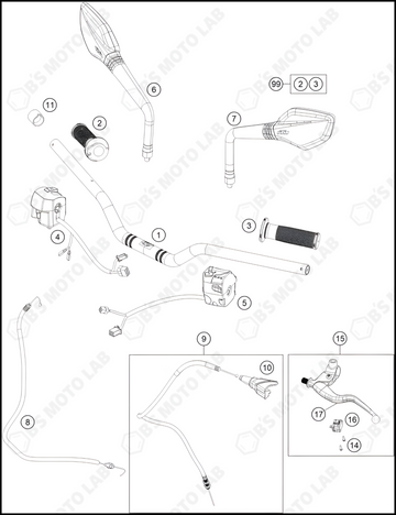 HANDLEBAR, CONTROLS, 2022 KTM Duke-200