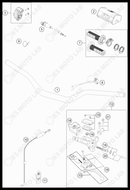 HANDLEBAR, CONTROLS, 2022 KTM 250-SX