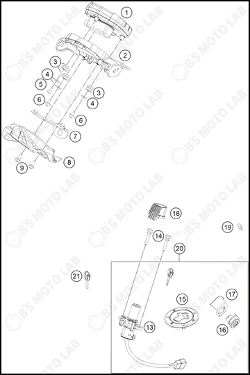 INSTRUMENTS / LOCK SYSTEM, 2022 KTM Duke-200
