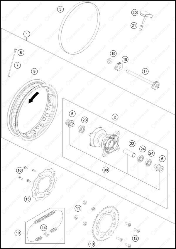 REAR WHEEL, 2025 KTM 50-SX-Factory