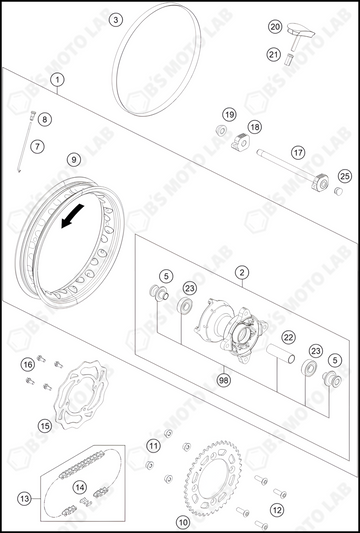 REAR WHEEL, 2024 KTM 50-SX