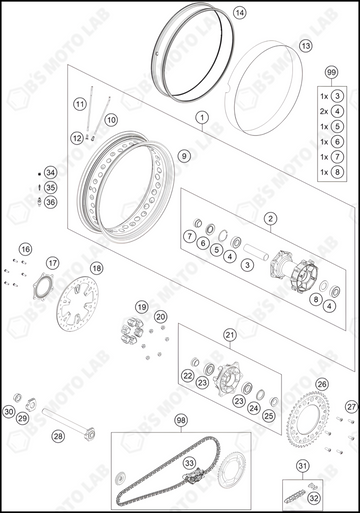 REAR WHEEL, 2023 KTM duke-390