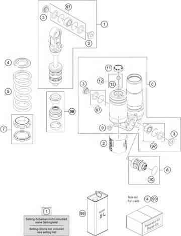 SHOCK ABSORBER DISASSEMBLED, 2022 KTM SX-E-5