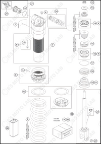 SHOCK ABSORBER DISASSEMBLED, 2023 KTM 350-SX-F