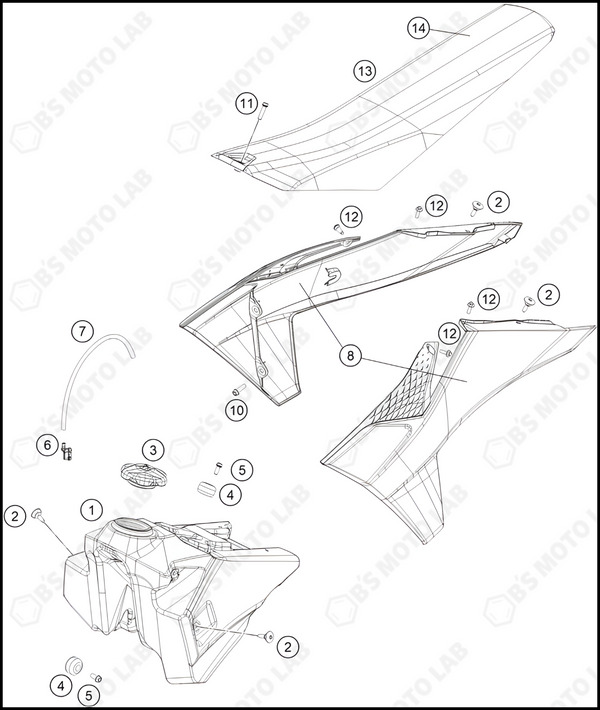 TANK, SEAT, 2023 KTM 125-SX