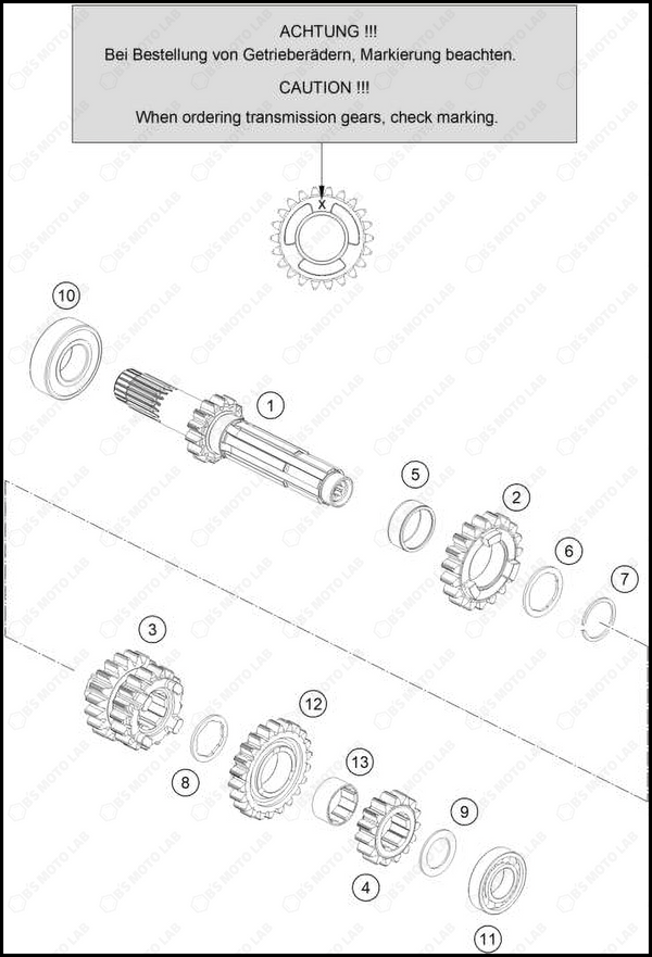 TRANSMISSION I - MAIN SHAFT, 2025 KTM 125-SX