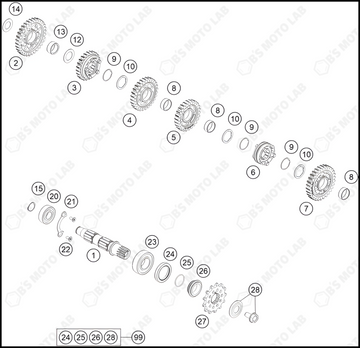TRANSMISSION II - COUNTERSHAFT, 2022 KTM 450-SX-F