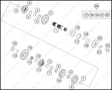 TRANSMISSION II - COUNTERSHAFT, 2024 KTM 85-SX-19-16