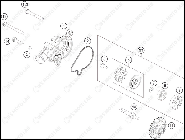 WATER PUMP, 2023 KTM 125-SX