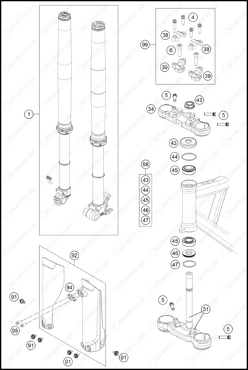 FRONT FORK, TRIPLE CLAMP, 2024 KTM SX-E-5