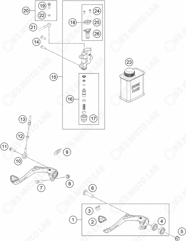REAR BRAKE CONTROL, 2024 KTM 50-SX-F
