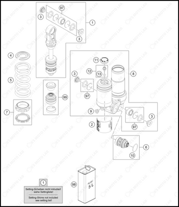SHOCK ABSORBER DISASSEMBLED, 2024 KTM SX-E-5